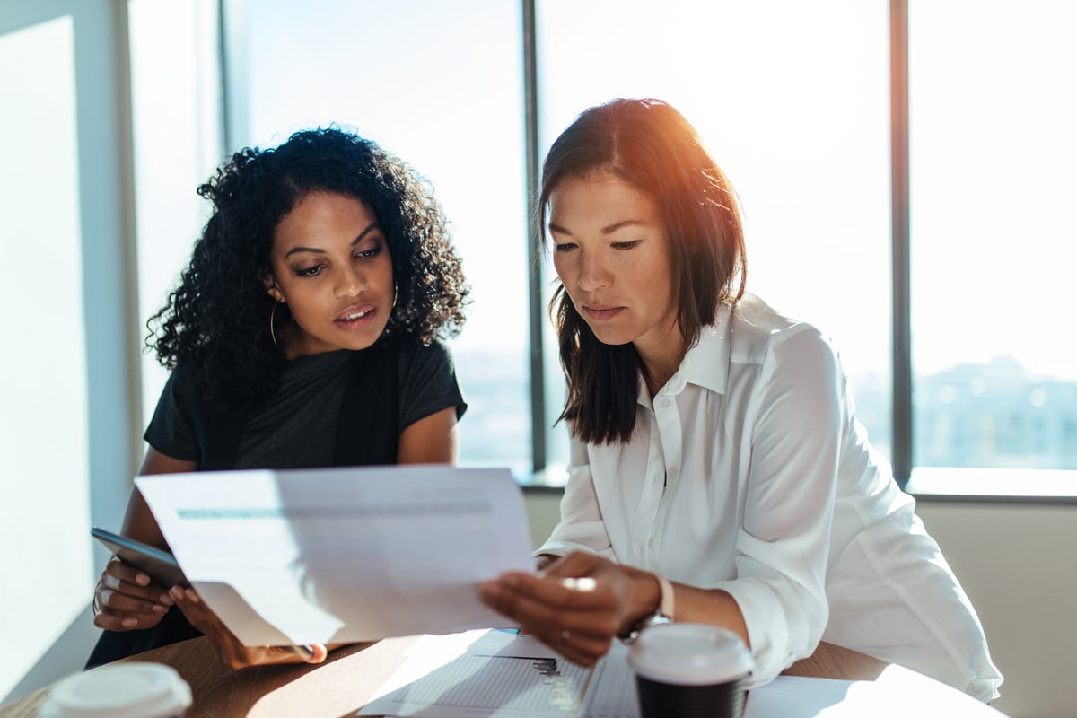 A woman meeting with a consultant