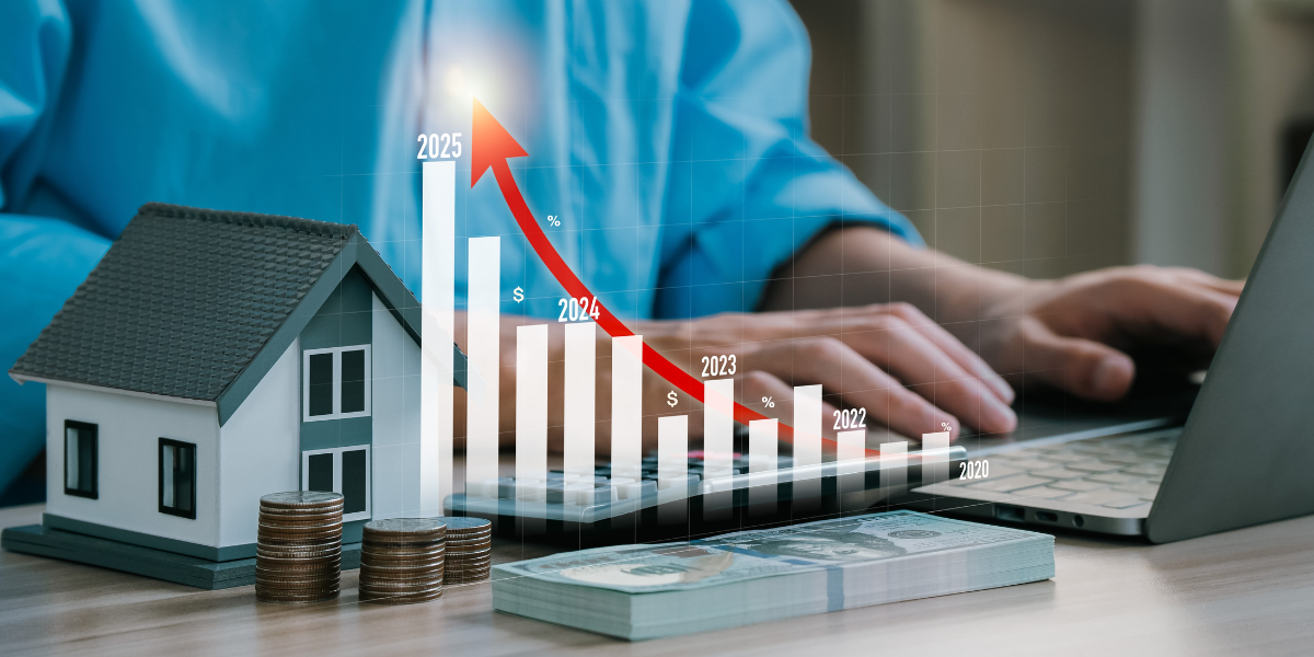 01 Chart growth rate and growing arrow with home model