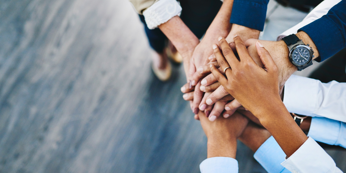 03 Group, business people and hands in stack for teamwork, collaboration or diversity in workplace community